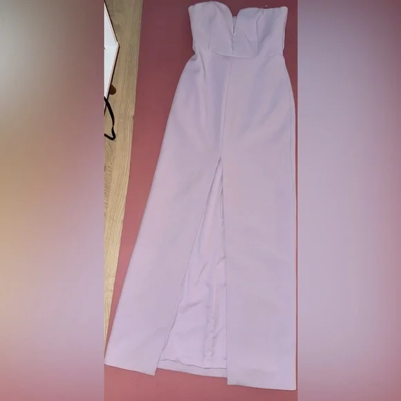 BCBGMaxAzria Lilac Column Strapless Gown w/ Split - Picture 3 of 11